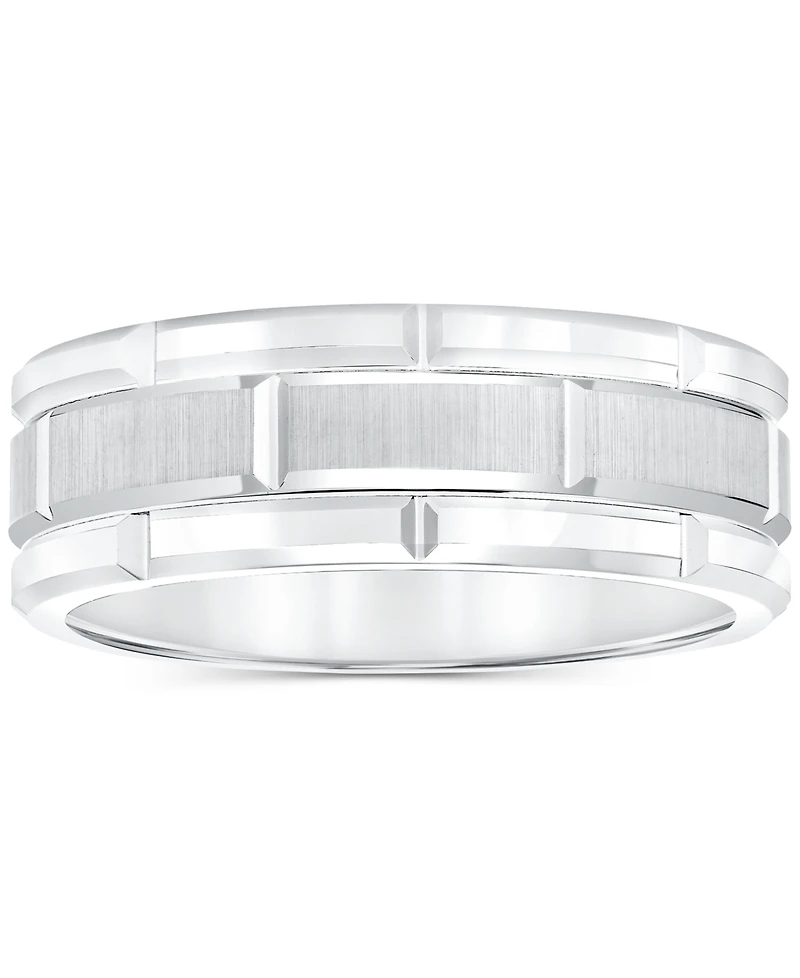 Triton Men's Ring, 8mm Wedding Band White or Black Tungsten