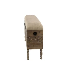 Rustic 20" x 47" Three-Drawer Storage Bench with Cushioned Seat