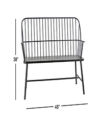 Traditional 38" x 48" Black Iron Patio Bench
