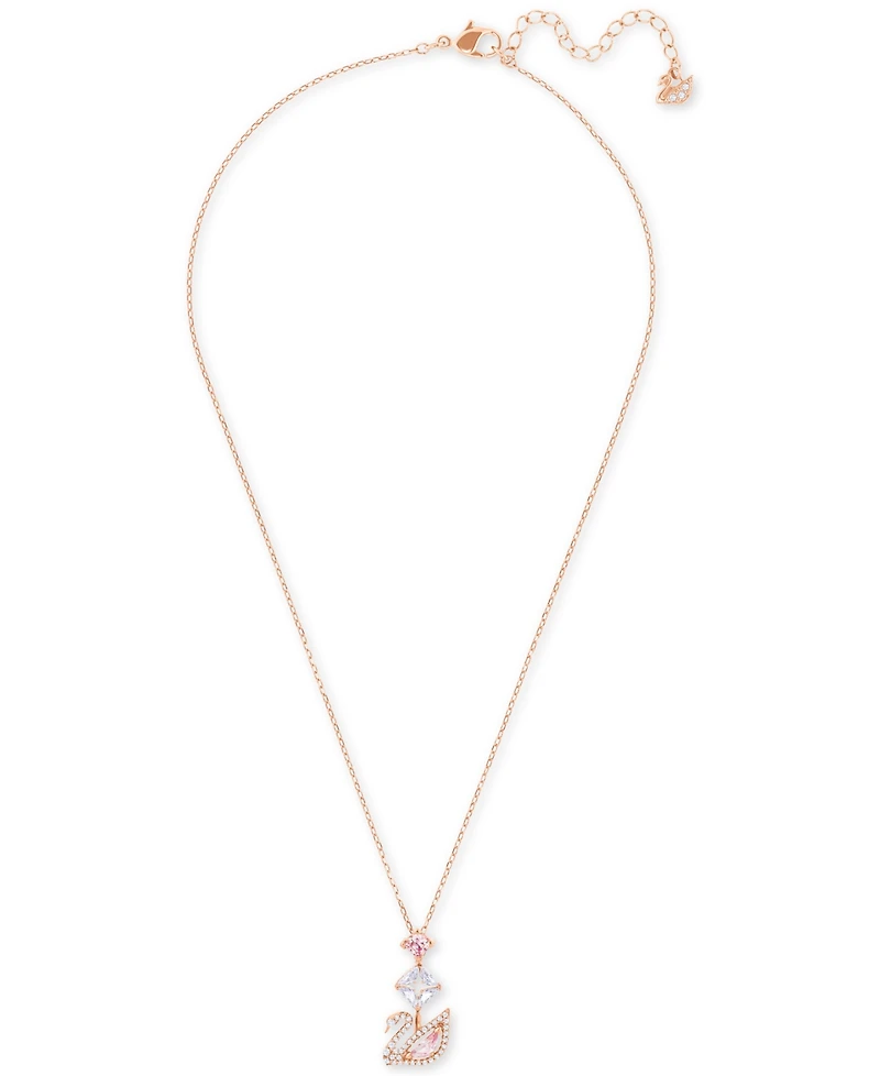 Swarovski Rose Gold-Tone Crystal Iconic Swan Pendant Necklace, 14-7/8" + 2" extender