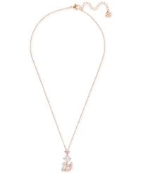 Swarovski Rose Gold-Tone Crystal Iconic Swan Pendant Necklace, 14-7/8" + 2" extender