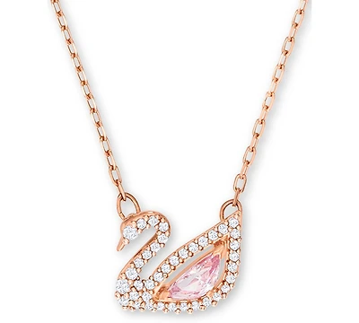 Swarovski Rose Gold-Tone Crystal Swan Pendant Necklace, 14-7/8" + 2" extender