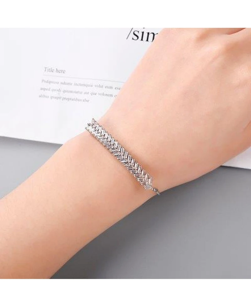 Nicole Miller Double Row Cubic Zirconia Slider Bracelet