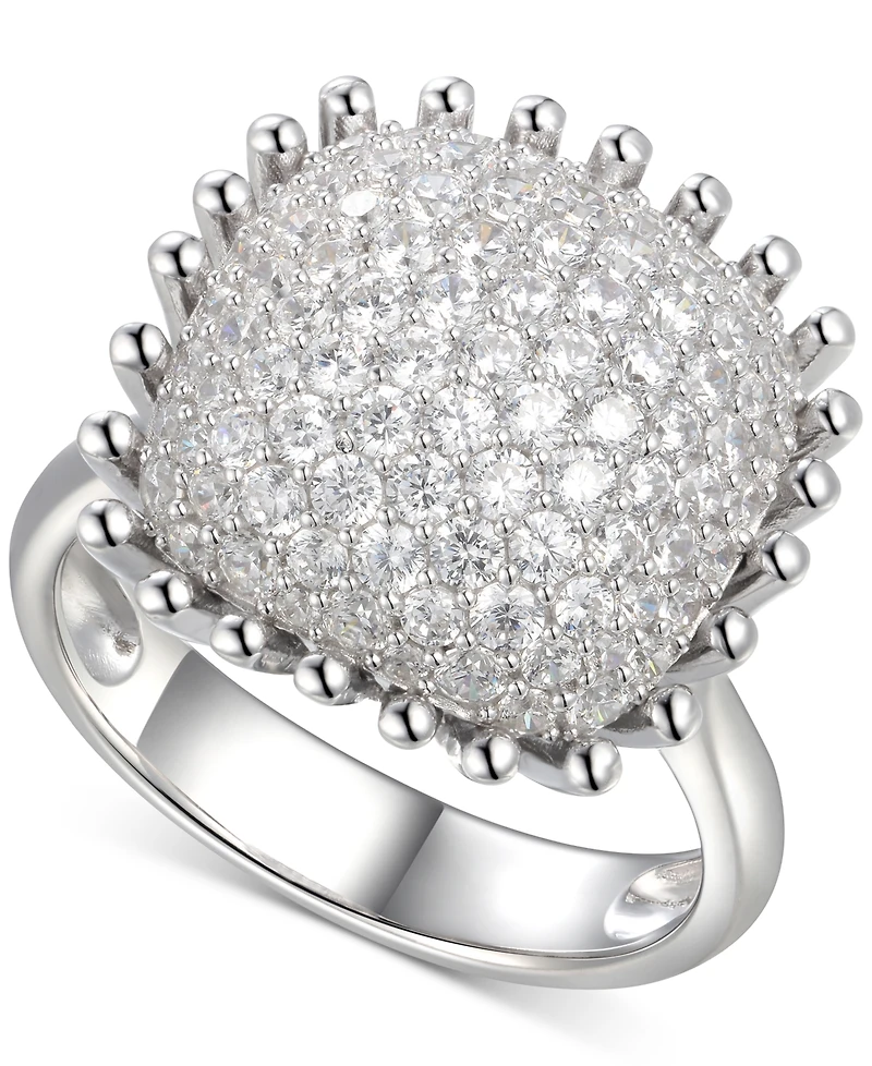 Cubic Zirconia Pave Statement Ring Sterling Silver