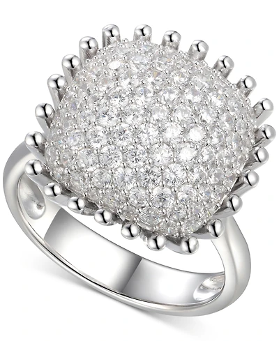 Cubic Zirconia Pave Statement Ring Sterling Silver