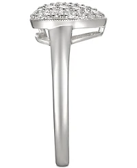 Cubic Zirconia (1-1/2 c.t. t.w.) Pave Heart Ring Sterling Silver