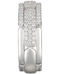 Cubic Zirconia (1-1/3 cttw) Pave Band Sterling Silver