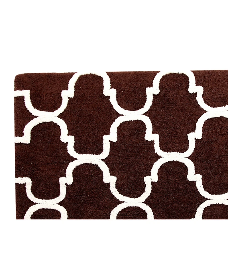 Saffron Fabs Geometric Non-Skid Cotton Bath Rug