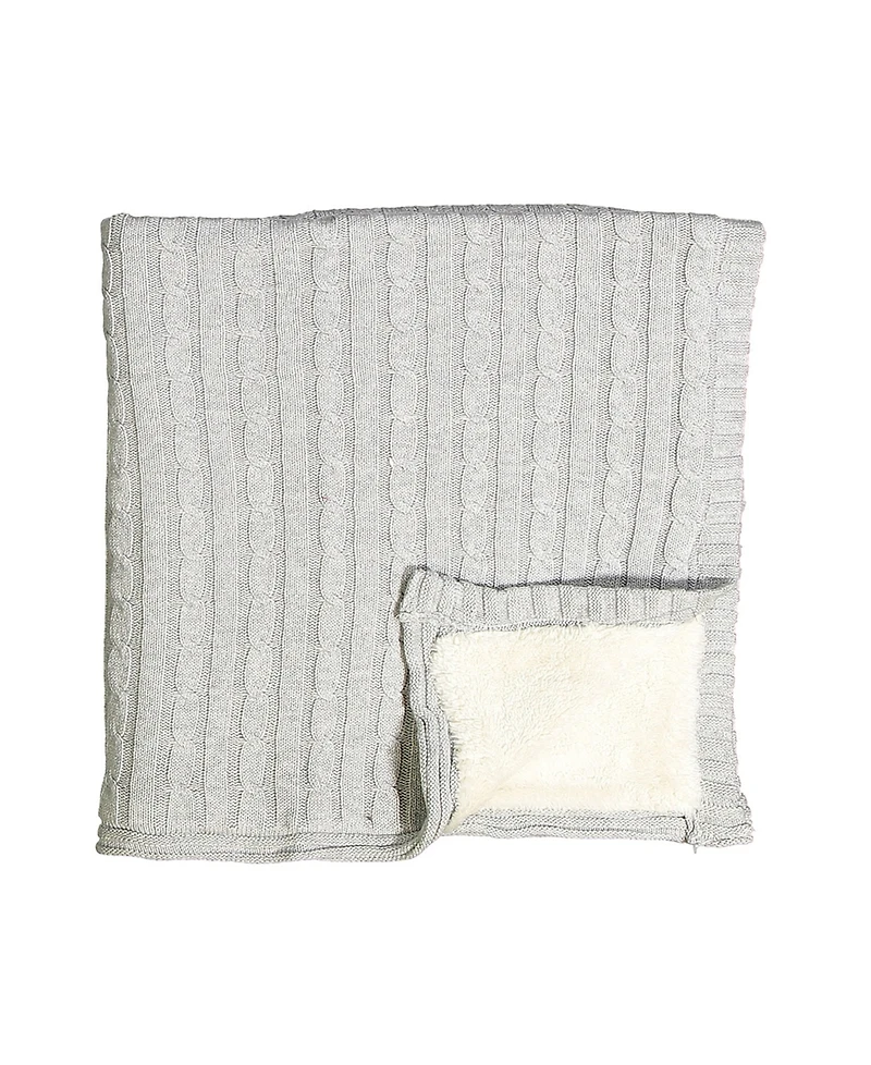 3 Stories Trading Baby Boy or Baby Girl Cable Knit Sherpa Blanket