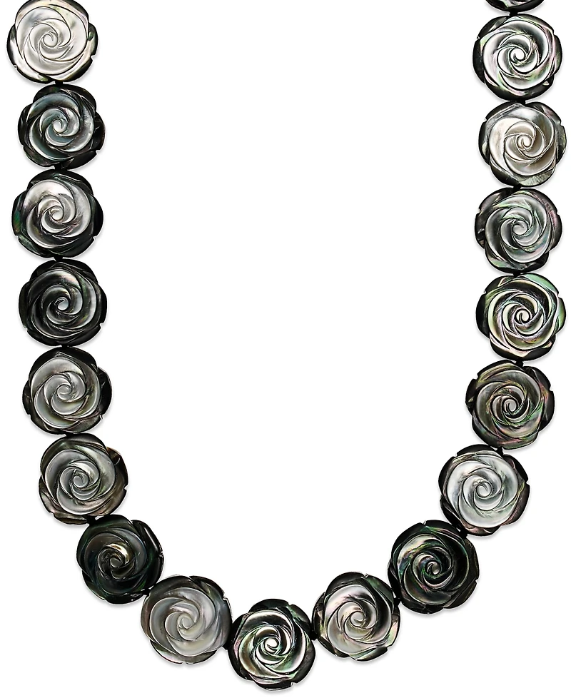 Sterling Silver Necklace, Cultured Tahitian Mother of Pearl Flower Necklace