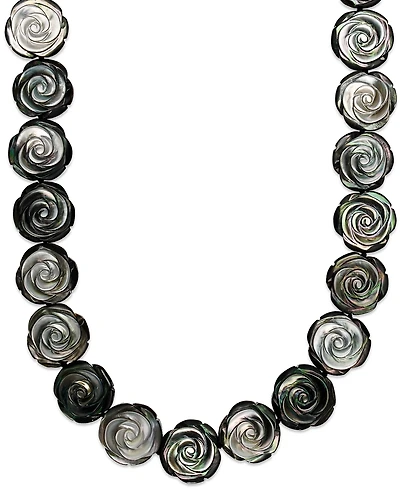 Sterling Silver Necklace, Cultured Tahitian Mother of Pearl Flower Necklace