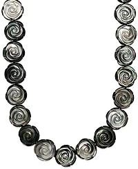 Sterling Silver Necklace, Cultured Tahitian Mother of Pearl Flower Necklace