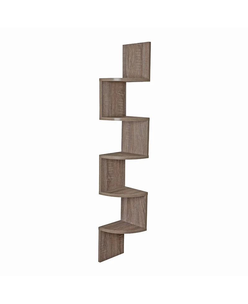 Danya B. Large Rustic Weathered Oak Laminate Corner Wall Mount Shelf