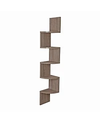 Danya B. Large Rustic Weathered Oak Laminate Corner Wall Mount Shelf