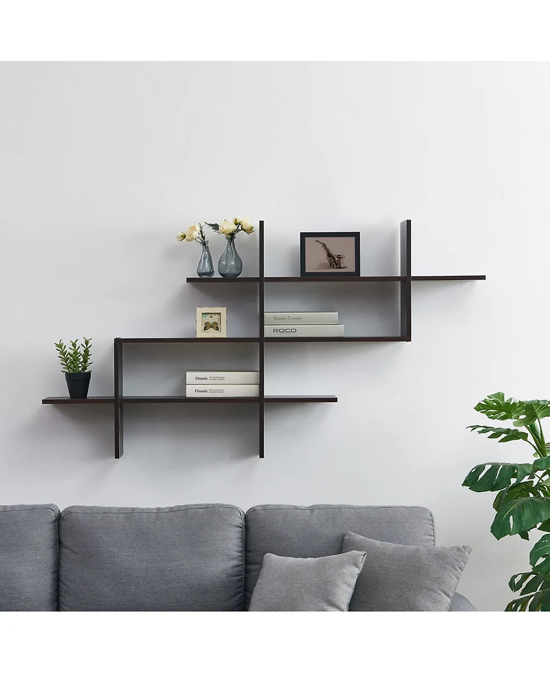 Danya B. 3-Tier Wall Mount Shelf with Criss Cross Asymmetrical Design