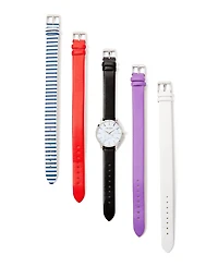 Laura Ashley Silver Slidethrough Interchangeable Marble Dial Set Watch