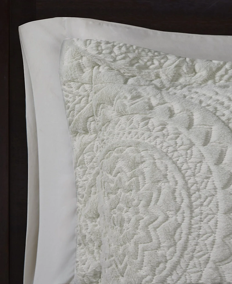 Madison Park Arya Embroidered Medallion Faux Fur 3-Pc. Comforter Set, King/California King