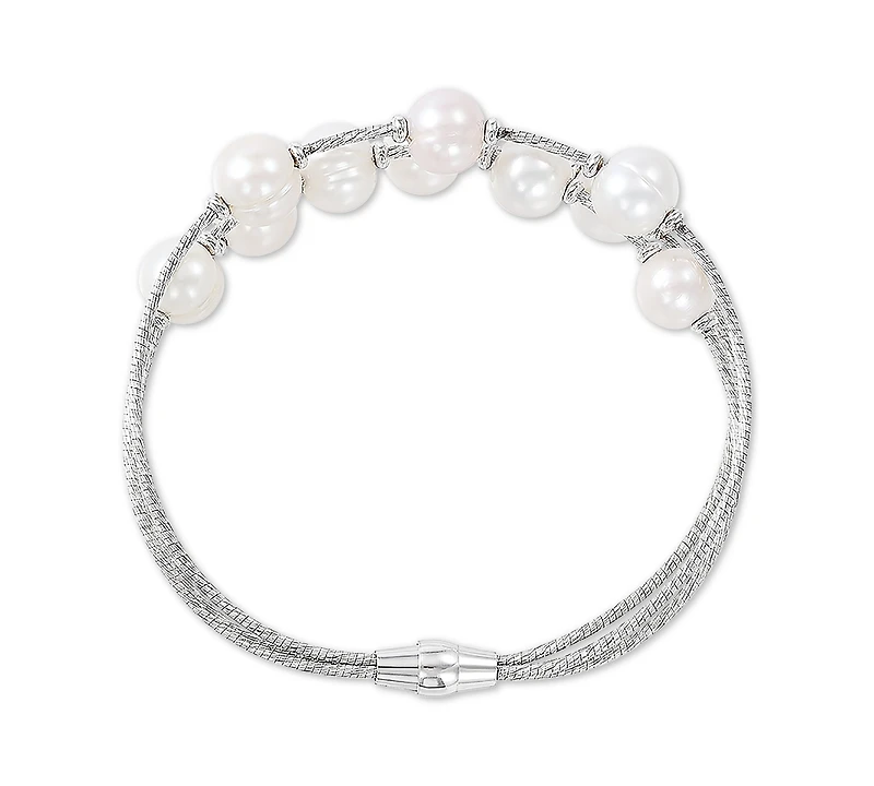 Honora Cultured Freshwater Pearl (8-9mm) Bangle Bracelet in Sterling Silver
