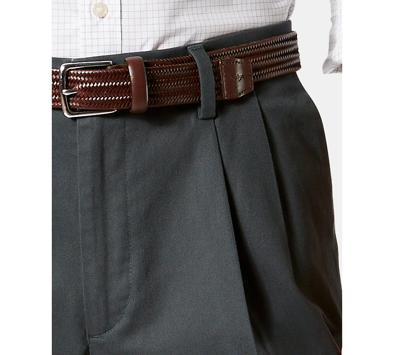 Dockers Men's Signature Lux Cotton Relaxed Fit Pleated Creased Stretch Khaki Pants