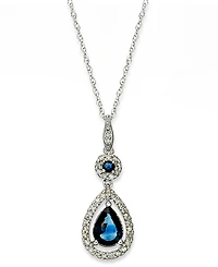 Sapphire (1-1/3 ct. t.w.) and Diamond (1/4 Drop Pendant Necklace Set 14k White Gold (Also Available Emerald)