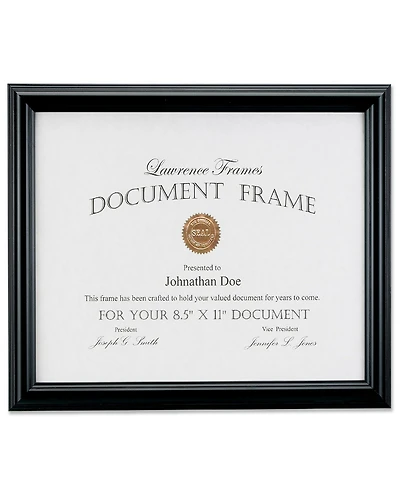 Lawrence Frames 185081 Black Document Picture Frame - 8.5" x 11"