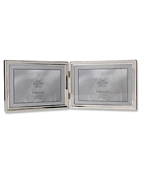 Lawrence Frames Polished Silver Plate Hinged Double Horizontal - Bead Border Design - 5" x 7"