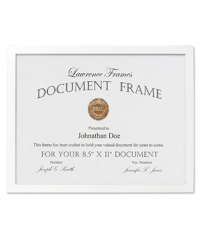 Lawrence Frames White Wood Certificate Picture Frame - Gallery Collection - 8.5" x 11"