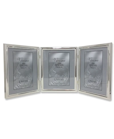 Lawrence Frames 510780T Silver Plated Double Bead Hinged Triple Picture Frame - 8" x 10"
