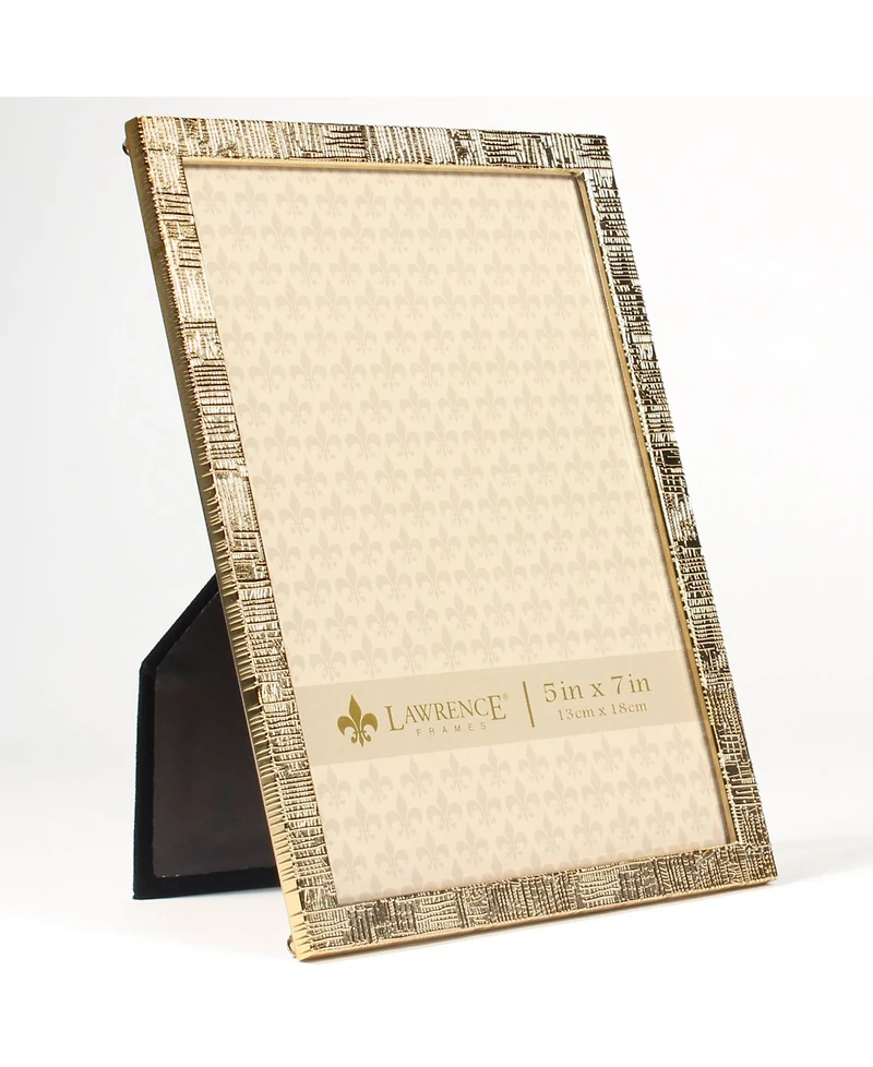 Lawrence Frames Gold Metal Picture Frame with Linen Pattern - 5" x 7"