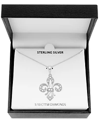 Diamond Fleur-de-Lis 18" Pendant Necklace (1/10 ct. t.w.) in Sterling Silver