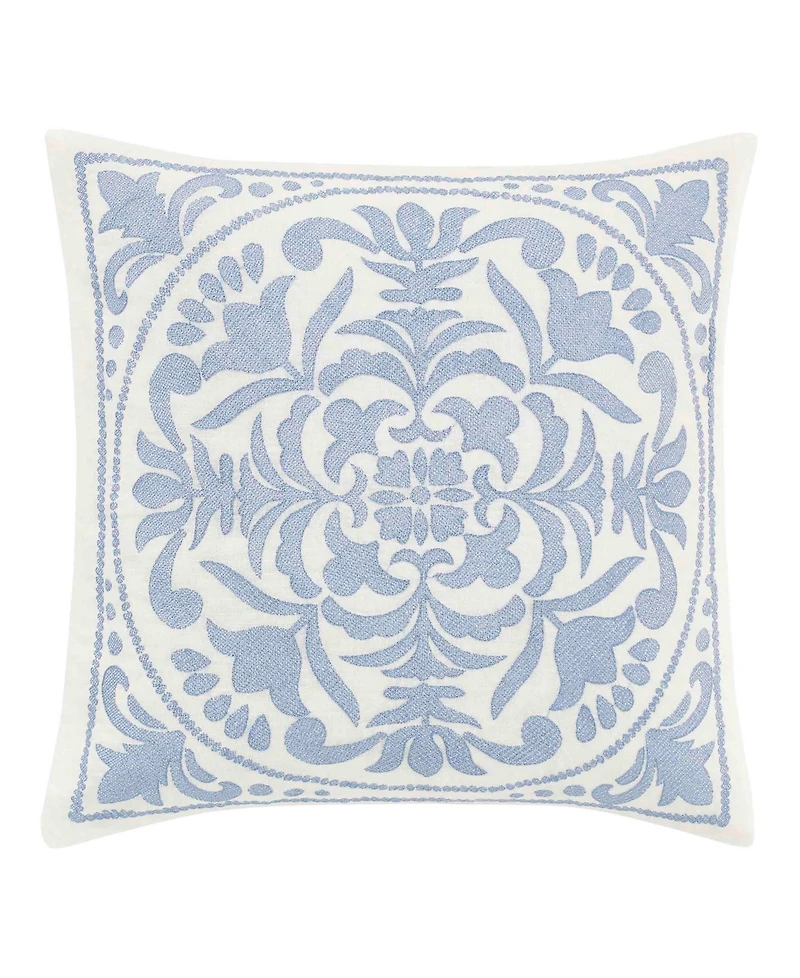 Laura Ashley Mila Embroidered Medallion Decorative Pillow, 18" x 18"