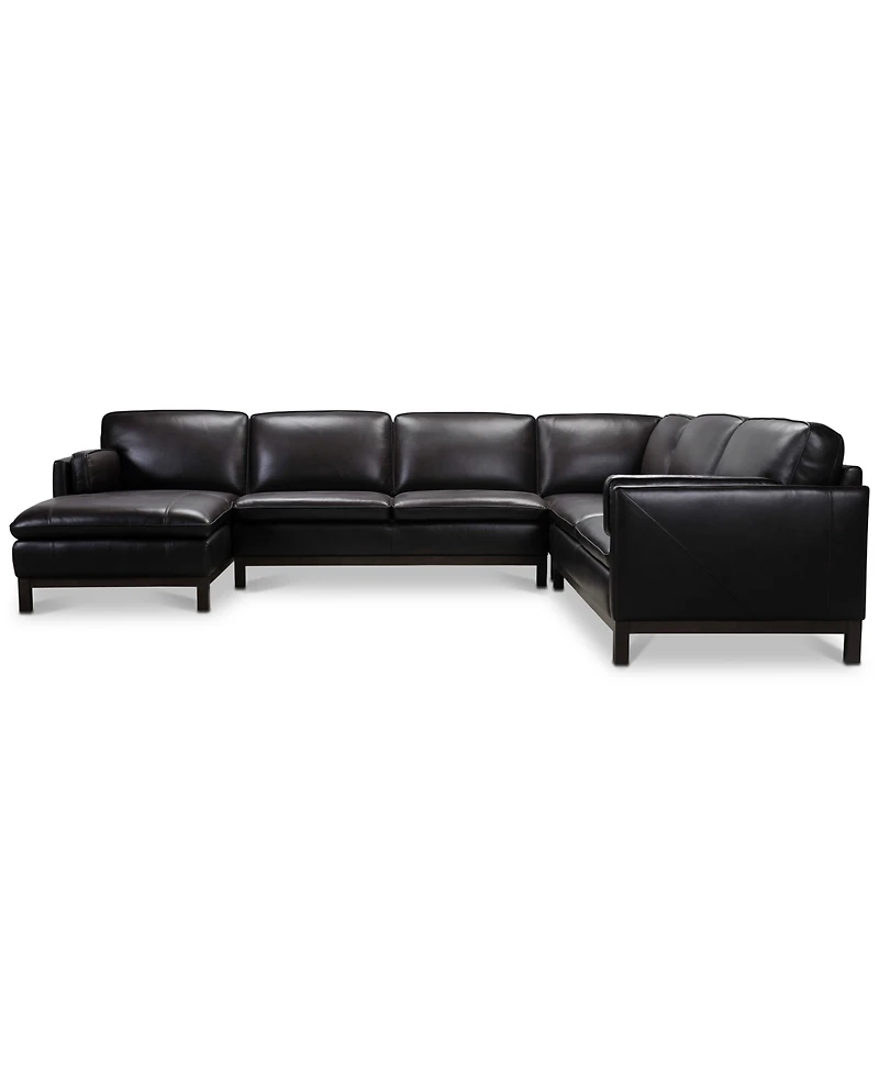 Closeout! Virton 136" 4-Pc. Leather Chaise Sectional Sofa, Created for Macy's