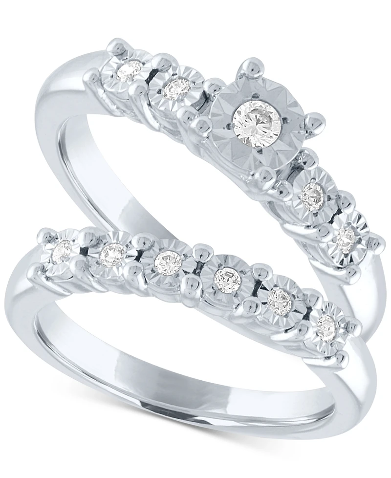 Diamond Bridal Set (1/5 ct. t.w.) in Sterling Silver