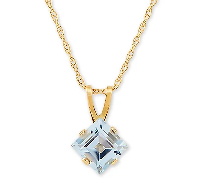 Gemstone 18" Pendant Necklace 14k Gold