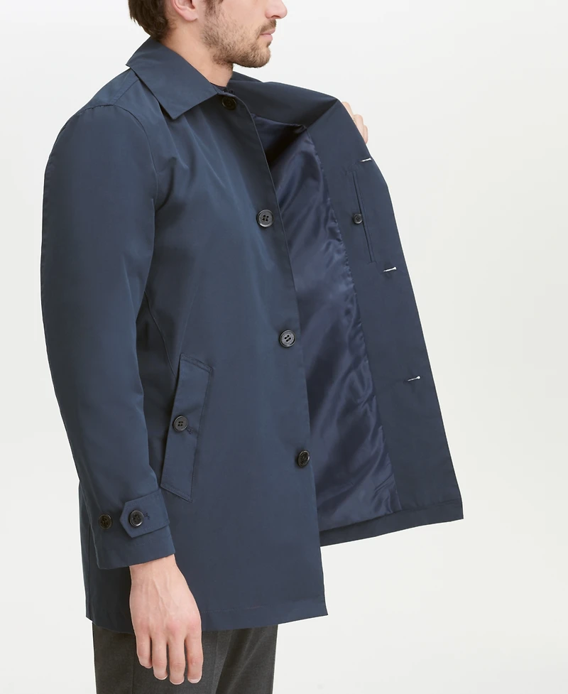 Cole Haan Men's Button-Front Water Resistant Rain Coat
