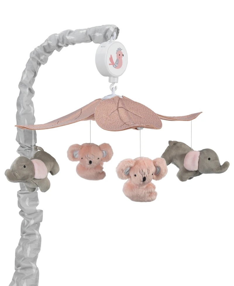 Lambs & Ivy Calypso Pink/Gray Koala & Elephant Musical Baby Crib Mobile