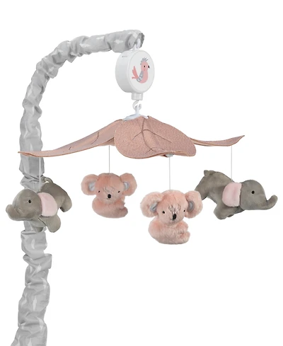 Lambs & Ivy Calypso Pink/Gray Koala & Elephant Musical Baby Crib Mobile
