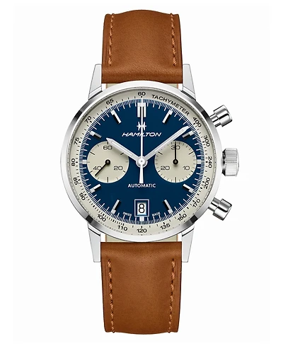 Hamilton Men's Swiss Automatic Chronograph Intra-Matic Brown Leather Strap Watch 40mm
