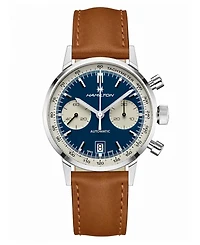 Hamilton Men's Swiss Automatic Chronograph Intra-Matic Brown Leather Strap Watch 40mm