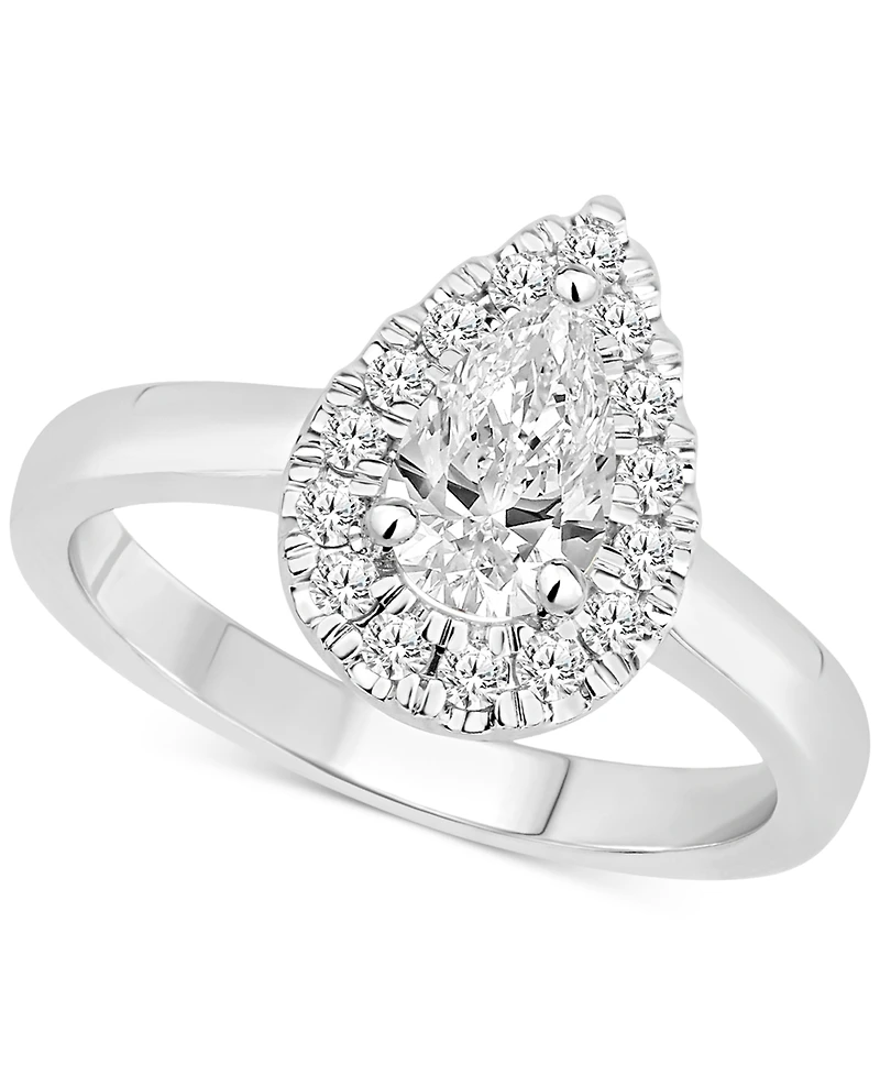 Diamond Pear Halo Engagement Ring (1 ct. t.w.) in 14k White, Yellow or Rose Gold