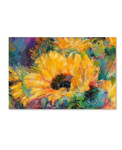 Richard Wallich 'Blue Sunflowers' Canvas Art - 12" x 19"