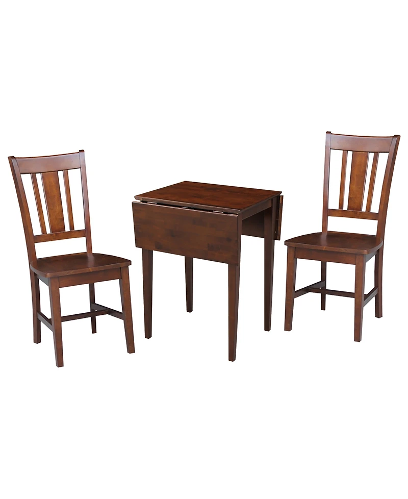 International Concepts Small Dual Drop Leaf Table With 2 San Remo Chairs