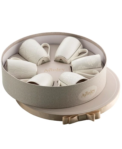 Silver Brocade Mugs, Set of 6