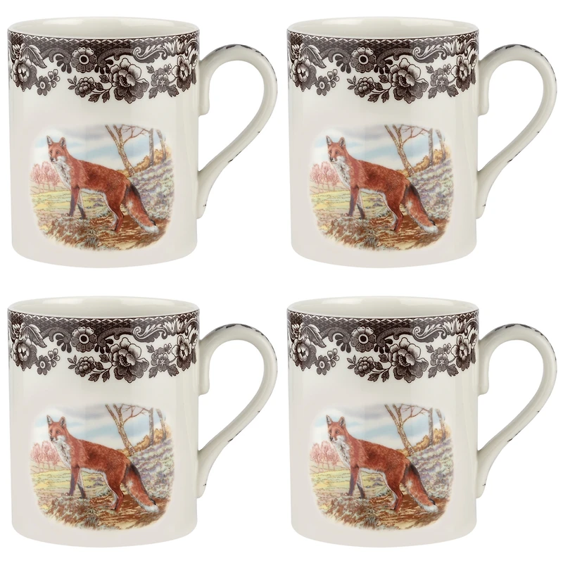 Spode Woodland Red Fox Mugs, Set of 4