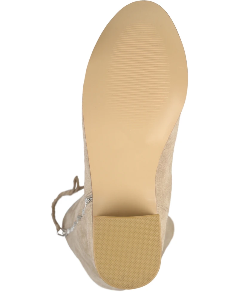 Journee Collection Women's Sanora Wide Calf Stacked Heel Mid Shaft Boots