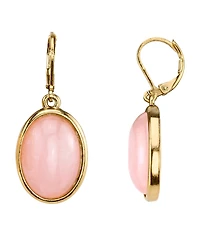 2028 14K Gold-Dipped Semi-Precious Rose Quartz Pink Oval Drop Earrings