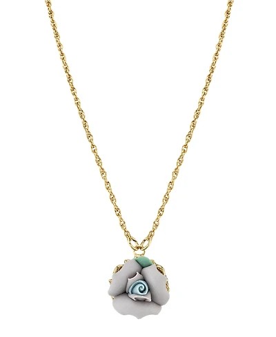 2028 Gold-Tone Porcelain Pendant Necklace 16" Adjustable