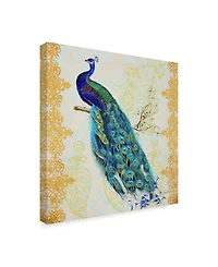 Jean Plout 'Beautiful Peacock' Canvas Art - 14" x 14"