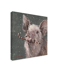 Mary Miller Veazie 'Teri The Christmas Pig' Canvas Art - 14" x 14"