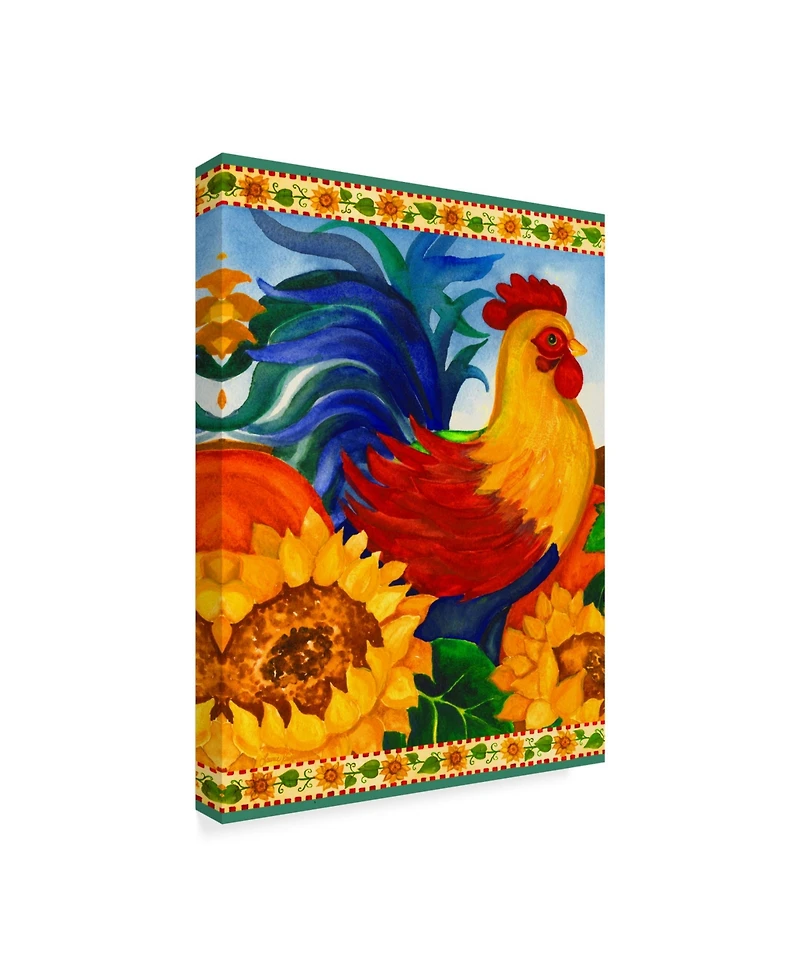 Laurie Korsgaden 'Colorful Rooster Centered' Canvas Art - 18" x 24"